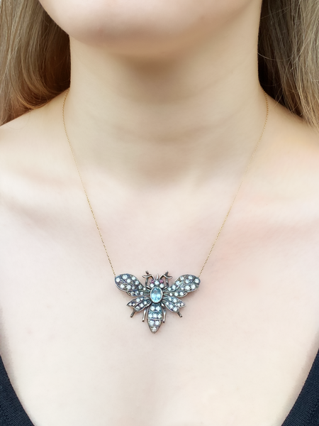 Aquamarine 2025 butterfly necklace