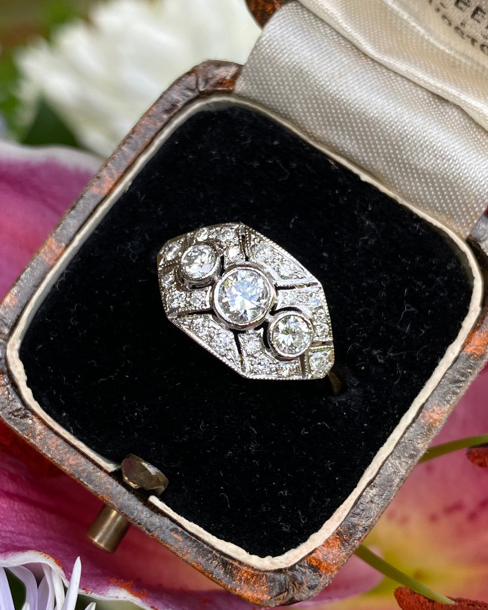 Art Deco Diamond Cluster Ring 18ct Yellow Gold – Philip