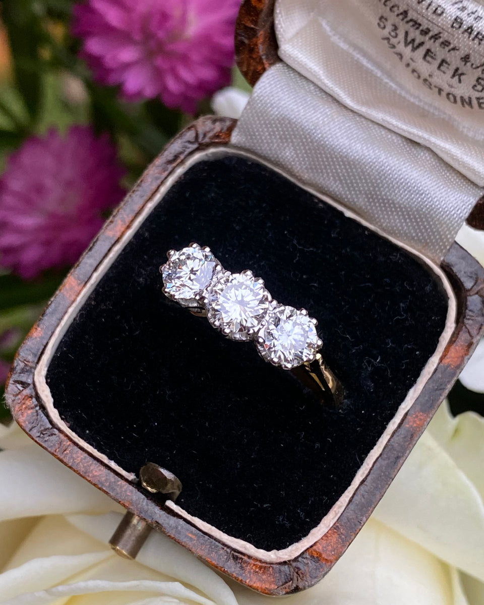 Three Stone Brilliant Cut Diamond Ring 18ct Yellow Gold