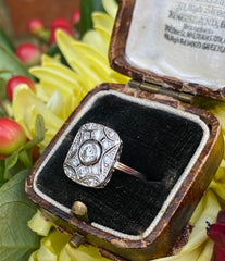 Art Deco Diamond Cluster Ring Platinum 0.75ct