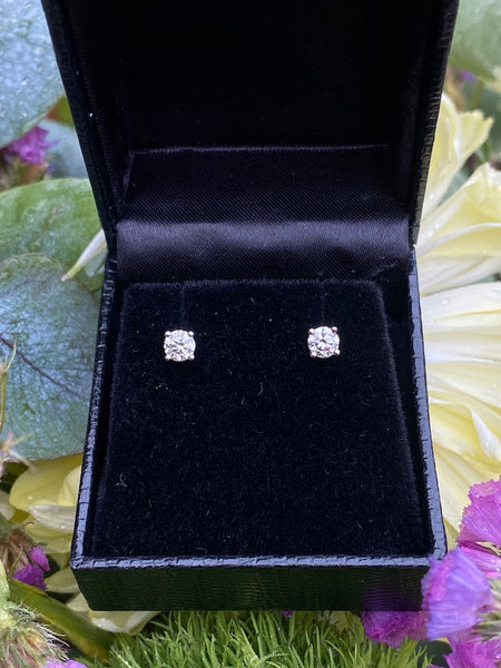 0.52ct Diamond Stud Earrings 4 Claw 18ct White Gold