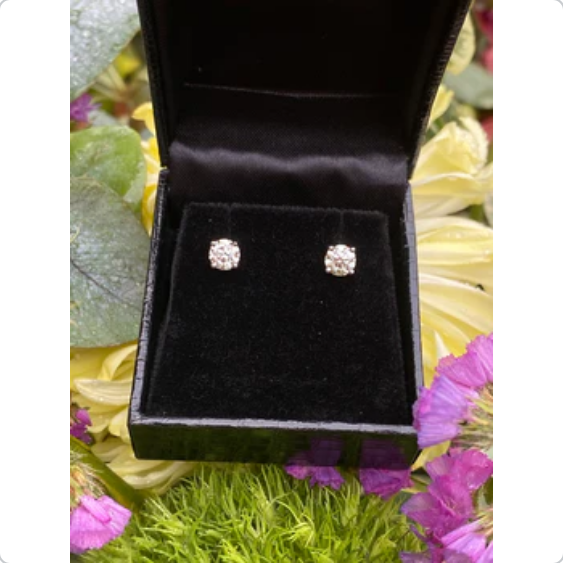 2.01ct Diamond Stud Earrings 4 Claw 18ct White Gold