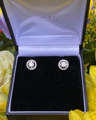 Diamond Cluster Stud Earrings 18ct white gold 1.03ct