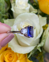 Tanzanite and Diamond Three Stone Ring Platinum 1.03ct + 5.0ct