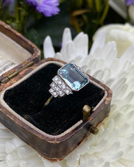 Aquamarine and Diamond Platinum Ring 0.30ct + 3.20ct