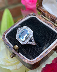 Aquamarine and Diamond Ring Platinum 0.25ct + 1.20ct