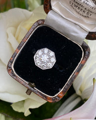 Art Deco Diamond Cluster Platinum Ring 1.15ct