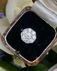 Art Deco Diamond Cluster Platinum Ring 1.15ct