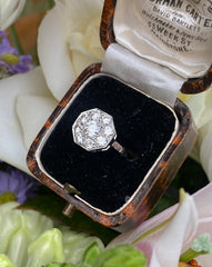 Art Deco Diamond Cluster Platinum Ring 1.15ct