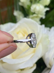 Art Deco Diamond Cluster Platinum Ring 1.15ct