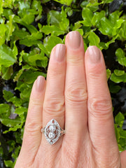 Art Deco Diamond Marquise Cluster Ring 0.90ct Platinum