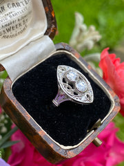 Art Deco Diamond Marquise Cluster Ring 0.90ct Platinum