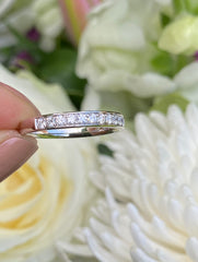 Round Brilliant Cut Diamond Half Eternity Wedding Ring 0.38ct Platinum