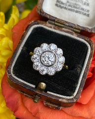 Victorian Diamond Cluster Ring 18ct Yellow Gold 1.85ct