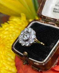 Victorian Diamond Cluster Ring 18ct Yellow Gold 1.85ct