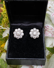 Diamond Daisy Cluster Earrings 18ct White Gold 2.60ct