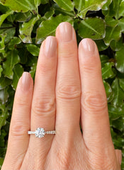 Brilliant Cut Diamond Solitaire Engagement Ring 18ct White Gold 1.01ct + 0.29ct
