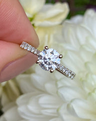 Brilliant Cut Diamond Solitaire Engagement Ring 18ct White Gold 1.01ct + 0.29ct