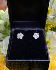 Daisy Diamond Cluster Stud Earrings 18ct White Gold 0.28ct