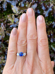 Sapphire and Diamond Three Stone Platinum Ring 0.64ct + 1.50ct