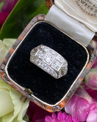 Vintage Bombe Old Cut Diamond Cluster Ring Platinum 1.10ct