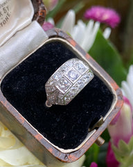 Vintage Bombe Diamond Cluster Ring Platinum 0.80ct