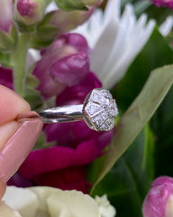 Vintage Bombe Diamond Cluster Ring Platinum 0.80ct