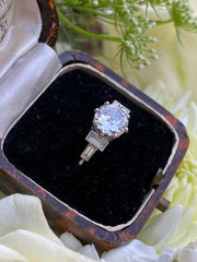 Art Deco Diamond Solitaire Ring Platinum 1.17ct + 0.25ct