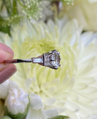 Art Deco Diamond Solitaire Ring Platinum 1.17ct + 0.25ct