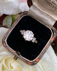 Art Deco Diamond Solitaire Engagement Platinum Ring 1.72ct