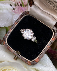 Art Deco Diamond Solitaire Engagement Platinum Ring 1.82ct