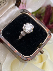 Art Deco Diamond Solitaire Engagement Platinum Ring 2.35ct