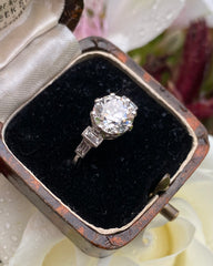 Art Deco Diamond Solitaire Engagement Platinum Ring 1.82ct