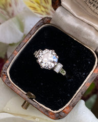 Art Deco Diamond Solitaire Engagement Platinum Ring 1.82ct