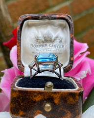 Art Deco Style Aquamarine and Diamond Ring 0.55ct + 10.67ct Platinum