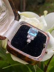 Aquamarine and Diamond Ring Platinum 0.55ct + 1.75ct