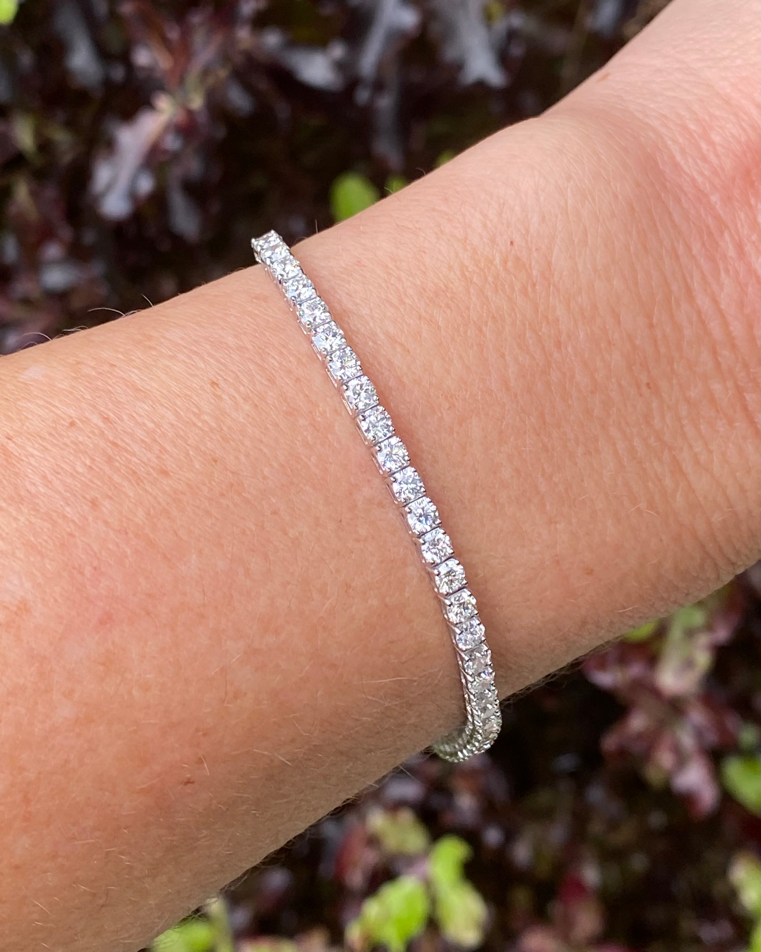 18ct White Gold 5ct Brilliant Cut Diamond Line Tennis Bracelet 