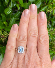 Art Deco Aquamarine and Diamond Ring Platinum 0.25ct + 0.80ct