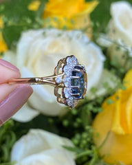 Victorian Sapphire and Diamond Cluster 18ct Yellow Gold Ring 1.35ct + 3.15ct