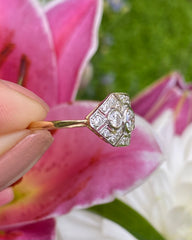 Art Deco Diamond Cluster Ring 0.80ct 18ct Yellow Gold