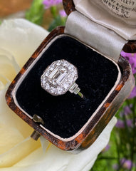 Art Deco Style Diamond Cluster Ring Platinum 1.61ct