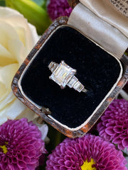 Art Deco Diamond Solitaire Ring Platinum 2.34ct