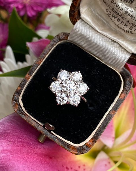 Diamond Daisy Cluster Platinum Ring 2.30ct