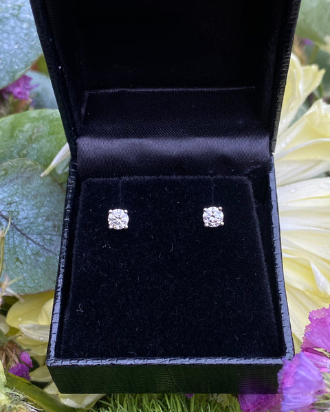 0.52ct Diamond Stud Earrings 4 Claw 18ct White Gold