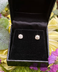 1.04ct Diamond Stud Earrings 4 Claw 18ct White Gold