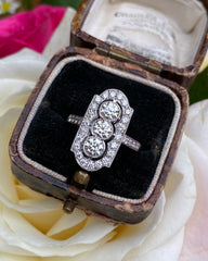 Art Deco Diamond Cluster Platinum Ring 1.35ct