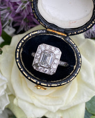 Art Deco Diamond Cluster Ring Platinum 1.60ct