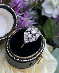 Art Deco Diamond Cluster Ring 0.80ct Platinum