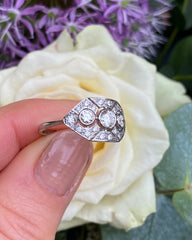 Art Deco Diamond Cluster Ring 0.80ct Platinum