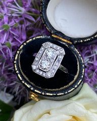 Art Deco Diamond Cluster Ring 0.85ct Platinum